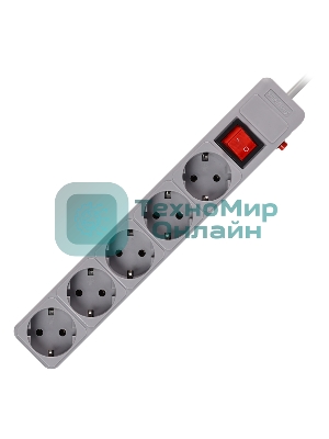 Сетевой фильтр Smartbuy (SBSP-5-30-G) 5 гн х 3,0 м серый