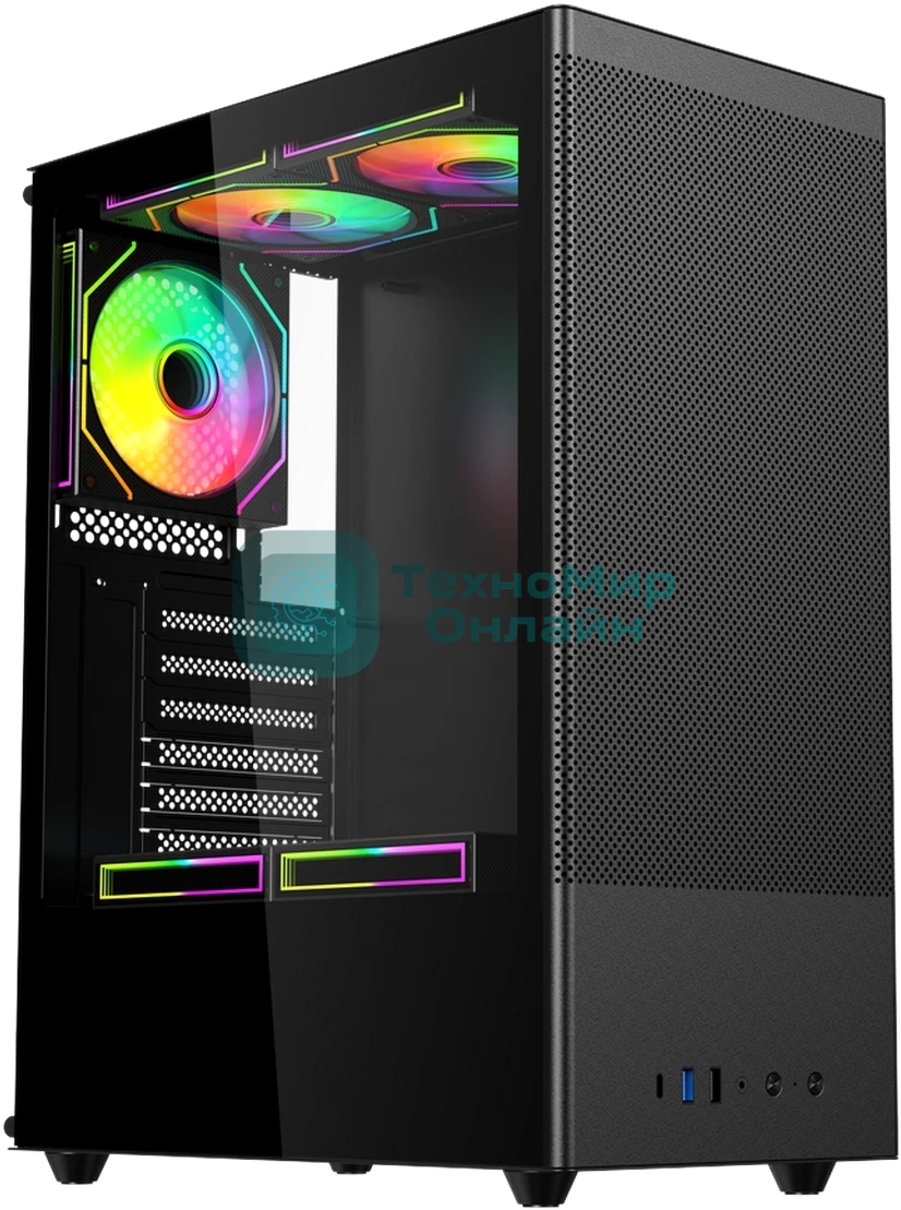 Компьютерный корпус ACD Citadel 108B ATX, Type-C + 2XUSB ports + HD audio combo, Mesh, TG, черный.