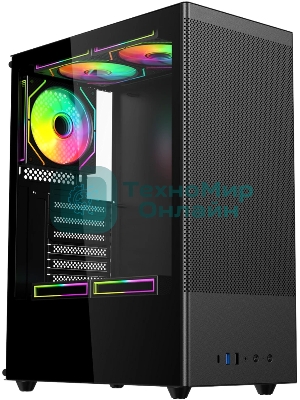 Компьютерный корпус ACD Citadel 108B ATX, Type-C + 2XUSB ports + HD audio combo, Mesh, TG, черный.