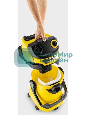 Строительный пылесос Karcher WD 5 V-25/5/22 желтый, 1100 Вт, уборка сухая/сбор воды, пылесборник мешок/контейнер, 25 л