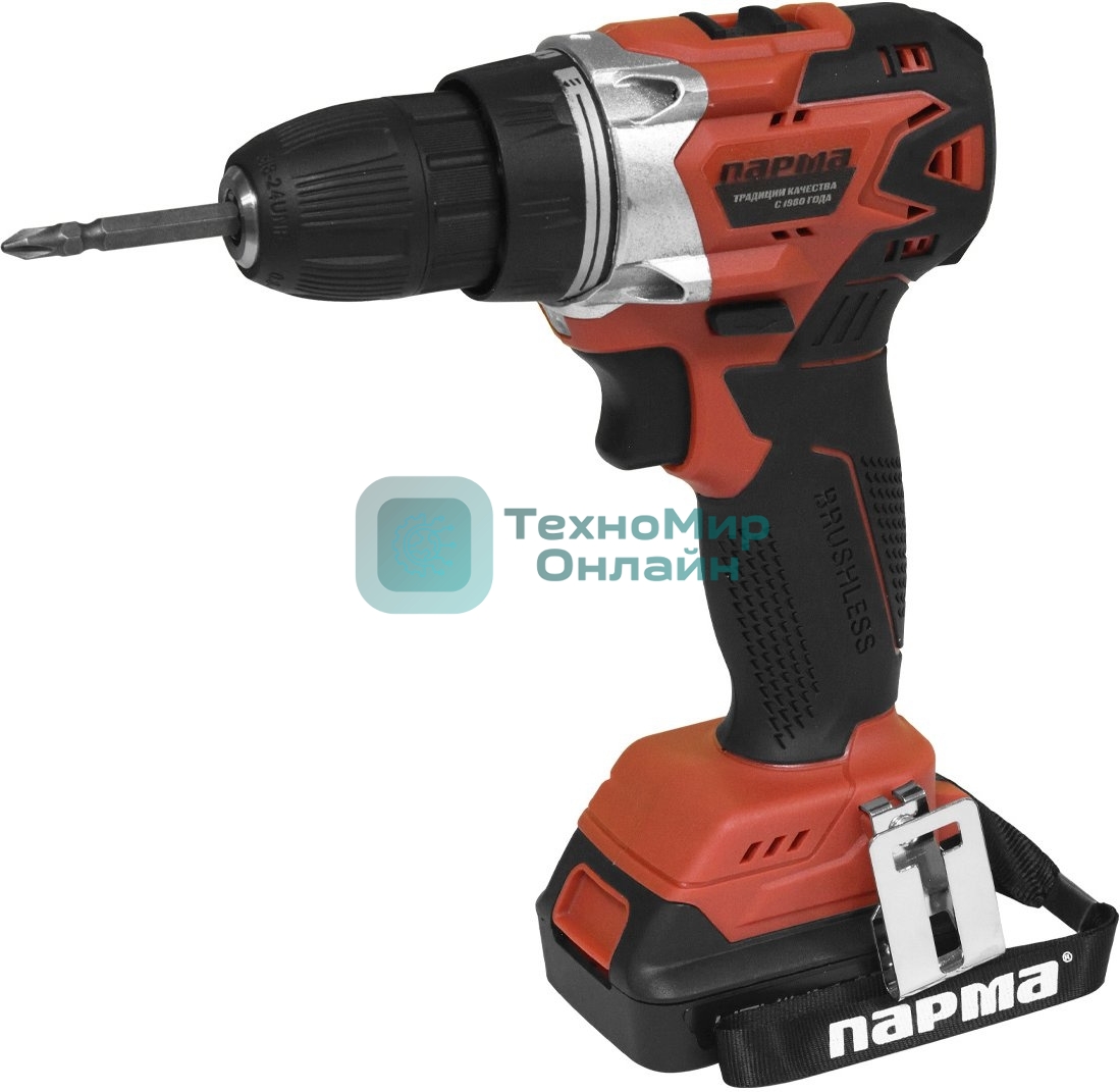 Дрель-шуруповерт Парма ДША-02А-1512/2Li, 12 В, 2 Ач, 23 Нм, бесщеточный