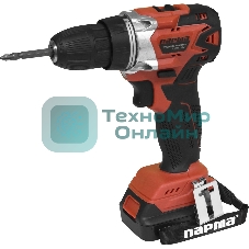 Дрель-шуруповерт Парма ДША-02А-1512/2Li, 12 В, 2 Ач, 23 Нм, бесщеточный