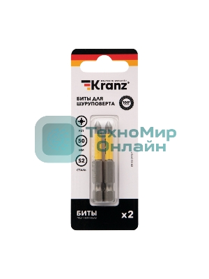 Бита для шуруповерта Kranz PZ1х50 мм (2 шт./уп.)