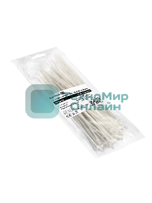 Стяжка (хомут) нейлоновая ExeGate CV66-120x2.5W (нейлон 6.6, 120x2.5 мм, неоткрывающаяся, halogen free, -40°C - +85°C, белая, 100 шт)