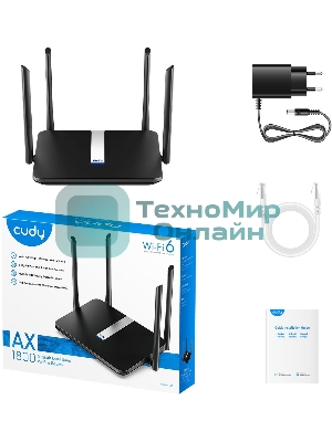 Роутер беспроводной Cudy X6 AX1800 10/100/1000BASE-TX черный