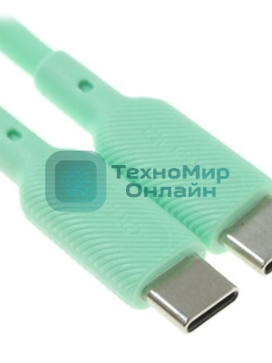 Кабель QUMO 32970 Type-C на Type-C, силиконовый, 1м, 3A, 60W, PD (зеленый)