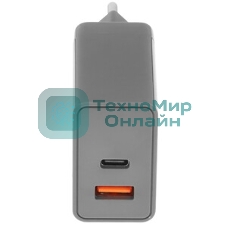 Сетевое зарядное устройство BQ Charger 38W2A01 (2 ports Type-C + USB, PD 20W+QC3.0 18W, 38W total) серый