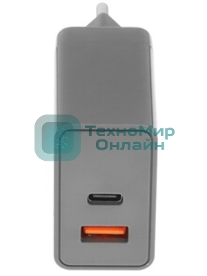 Сетевое зарядное устройство BQ Charger 38W2A01 (2 ports Type-C + USB, PD 20W+QC3.0 18W, 38W total) серый