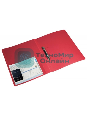 Папка на 2-х кольцах Бюрократ -0818/2RRED A4, пластик, 0.7мм корешок 18мм, внутренний и торцевой карман, красный