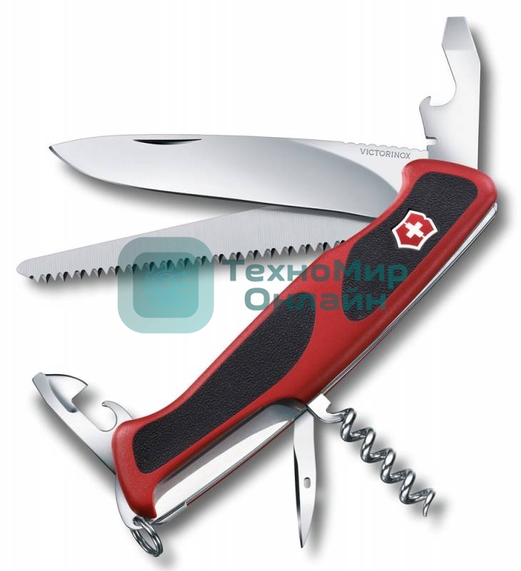 Нож перочинный Victorinox RangerGrip 55 (0.9563.CB1) 130мм 12функций красный/черный блистер