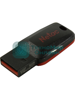 Флешка USB Netac U197 (NT03U197N-032G-20BK), 32Gb, USB 2.0, R/W 25/10, черный/красный