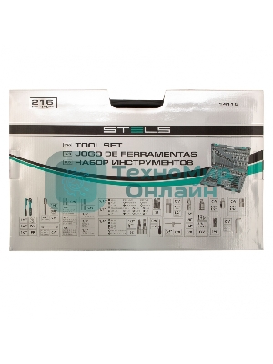 Набор инструментов STELS 141151/4'' 3/8'' 1/2'' cr-v s2 усиленный кейс 216 предм.