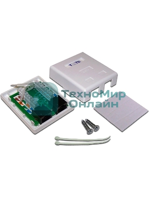 Настенная розетка, 2 порта RJ-45 категории 6, UTP, белая