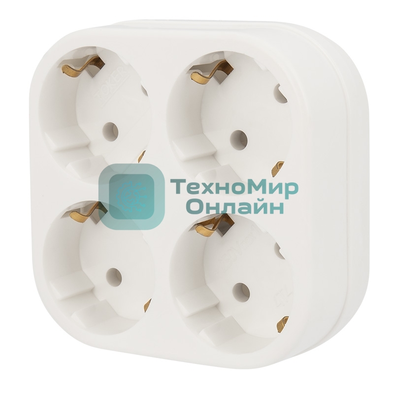 Четверник электрический Rexant 16 А с заземлением белый