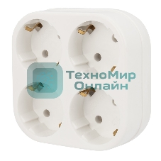 Четверник электрический Rexant 16 А с заземлением белый