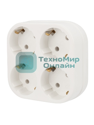 Четверник электрический Rexant 16 А с заземлением белый