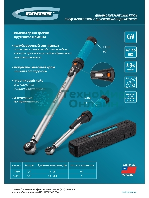 Ключ динамометрический Gross 5-25 Нм, 1/4