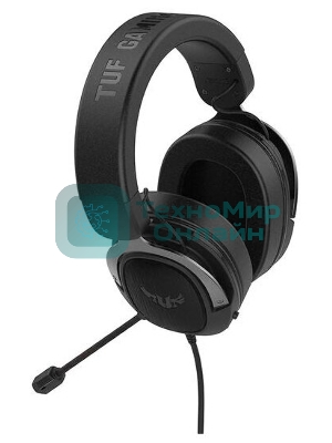 Гарнитура ASUS TUF Gaming H3 чёрный/серый, проводная, mini jack 3.5 мм, регулятор громкости, отключаемый микрофон
