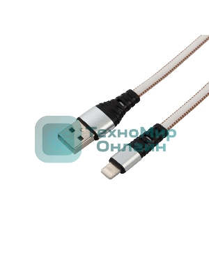 Кабель Rexant USB-Lightning 2.4 A, 1 м, белая нейлоновая оплетка