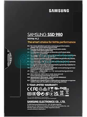 Накопитель SSD Samsung 980 MZ-V8V500BW, 500Gb, PCIe 3.0 x4, M.2 2280, NVMe, R/W 3100/2600