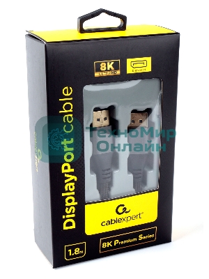 Кабель DisplayPort Cablexpert CC-DP8K-6, v1.4, 1.8м, 20M/20M, нейлоновая оплетка, метал. разъемы, пакет