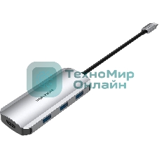 USB-концентратор Vention USB-C to HDMI/USB 3.0x3/SD/TF/PD Docking Station Gray 0.15M Aluminum Alloy Type