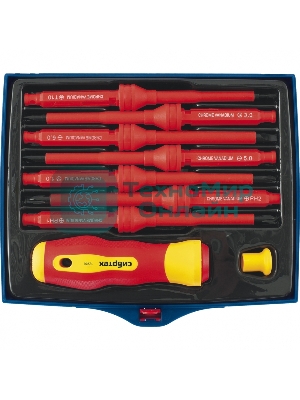 Отвертка Сибртех со сменными жалами диэлектрическая до 1000в 9 предметов crv