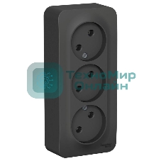 Розетка 3-ая б/з без шторок 16А, 250В, изолир. пластина SE Blanca наруж Антрацит