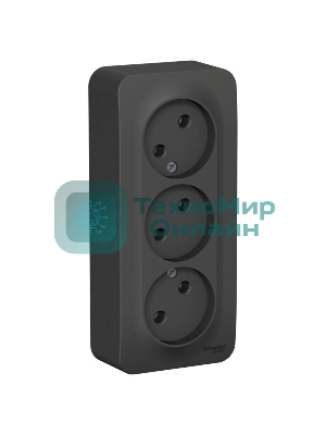 Розетка 3-ая б/з без шторок 16А, 250В, изолир. пластина SE Blanca наруж Антрацит