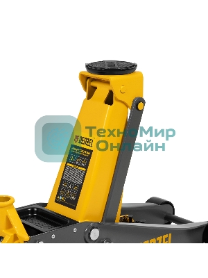 Домкрат гидравлический подкатной Denzel 3 т, 125-470 мм, быстрый подъем, проф.