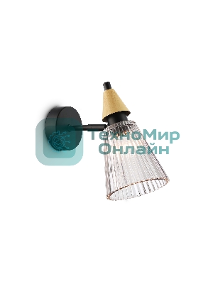 Настенный светильник Ambrella light LH58118 BK/LW/SM черный/светлое дерево/дымчатый E14 max 40W 180*110*200
