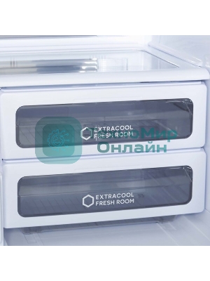 Холодильник Sharp SJ-EX93PSL нержавеющая сталь трехкамерный 345/211л морозилка снизу, No Frost, Side by Side