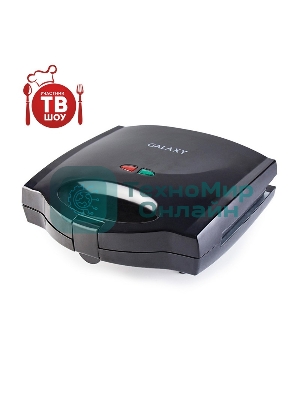 Сэндвич-тостер Galaxy Line GL 2959, черный, со съемными пластинами, 800 Вт