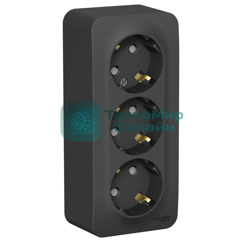 Розетка 3-м ОП Blanca 16А IP20 250В с заземл. защ. шторки с изолир. пластиной антрацит SchE BLNRA011316