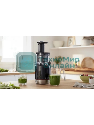 Соковыжималка Bosch MESM731M черный, шнековая вертикальная, 150 Вт, 1000 мл, электронное, реверс