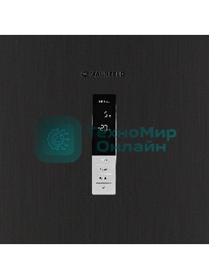 Холодильник Maunfeld MFF185NFSB10 черная нержавеющая сталь двухкамерный инвертор 240/100л морозилка снизу, No Frost