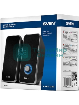 Акустическая система 2.0 SVEN 325, черный, USB, мощность 2x3 Вт(RMS) SVEN 325, черный, USB, акустическая система 2.0, мощность 2x3 Вт(RMS)