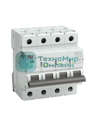 Выключатель автоматический модульный 4п C 25А 6кА AV-6 AVERES EKF mcb6-4-25C-av