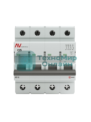 Выключатель автоматический модульный 4п C 25А 6кА AV-6 AVERES EKF mcb6-4-25C-av