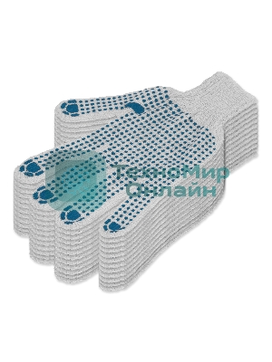 Перчатки трикотажные для ремонтных и строительных работ, с ПВХ точкой, 6 пар. Россия