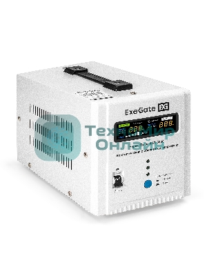 Стабилизатор напряжения ExeGate Expert Turbo AST-5000 (5000ВА, вход 80-260В, цветной дисплей, выход 220В±8%, КПД 98%, 5 уровней защиты, метал. корпус, 2*Schuko+клем.колодка, RTL)