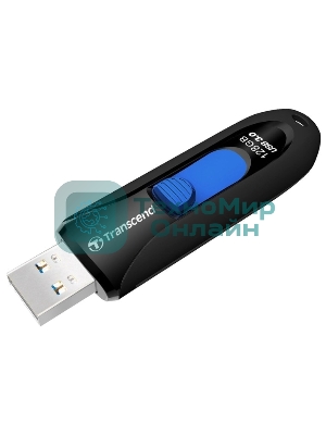 Флешка USB Transcend JetFlash 790 (TS128GJF790K), 128Gb, USB 3.0, R/W 90/40, черный/синий