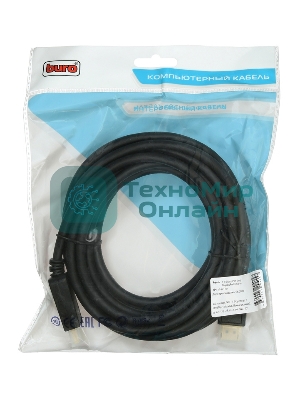 Кабель аудио-видео Buro v 1.2 DisplayPort (m)/DisplayPort (m) 5м. позолоченные контакты черный