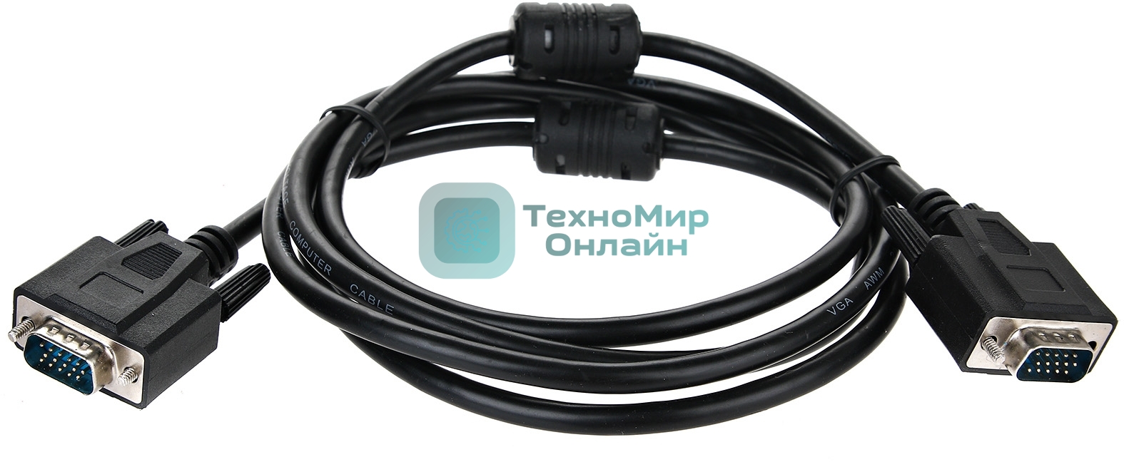 Кабель для монитора VGA (M) -) VGA (M), 1,5 м, TV-COM (QCG341AD-1.8M), ферритовые кольца