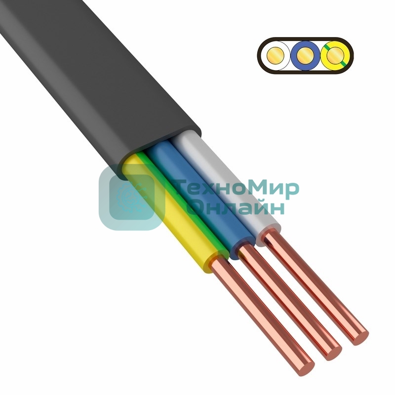 Кабель силовой медный ВВГ-Пнг(А)-LS 3x4 мм² 100 м, ГОСТ 31996-2012, ТУ 16.К71-310-2001