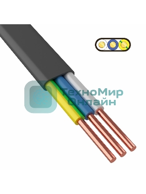 Кабель силовой медный ВВГ-Пнг(А)-LS 3x4 мм² 100 м, ГОСТ 31996-2012, ТУ 16.К71-310-2001