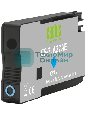 Картридж струйный Cactus CS-3JA27AE 963XL (есть ограничения по прошивке) голубой (25.5 мл) для HP OfficeJet Pro 9010/9010e/9012/9014/9015/9016/9019