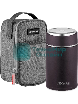 Термос для еды Rondell Tierno RDS-1661 0.7 л. бордовый с чехлом картонная коробка