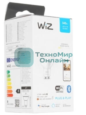 Лампа светодиодная WiZ Wi-Fi BLE 50W GU10 927 DIM 1PF/6