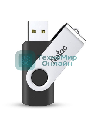 Флешка USB Netac U505 (NT03U505N-128G-20BK), 128Gb, USB 2.0, R/W 70/30, черный/серебристый